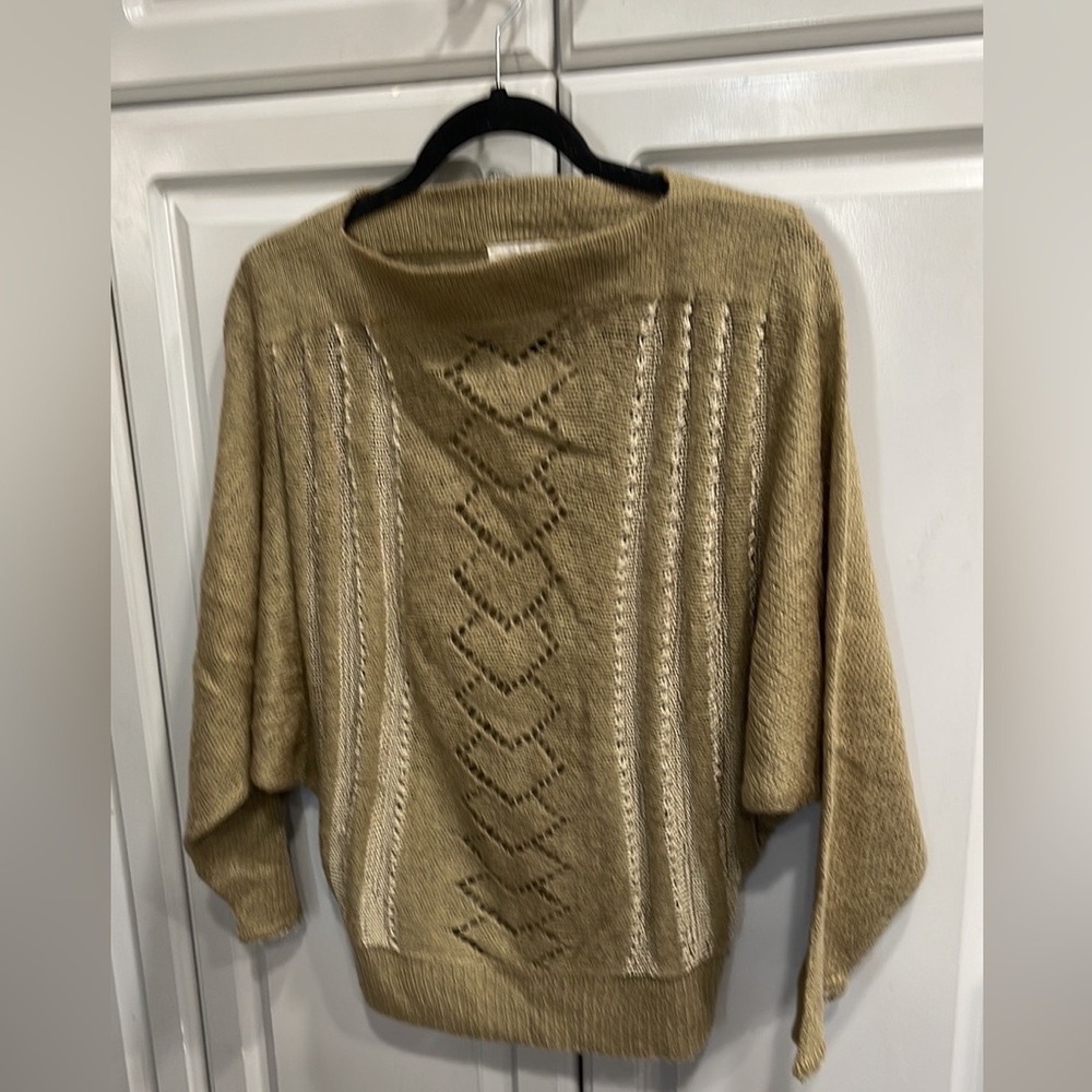 Vintage 90’s Alberoy Womens USA Sz S Cable Knit Crewneck Olive Green Sweater